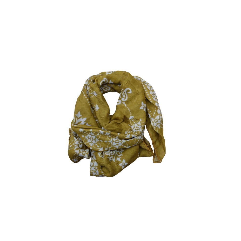 Time and Tru Scarf Womens OS Yellow NWT Floral Paisley Oversized Bandana